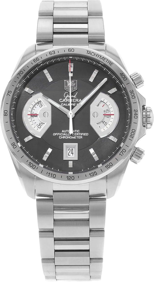 TAG Heuer Grand Carrera Black 43mm Steel Automatic Watch - Fully Serviced, New Crystal 10-2025