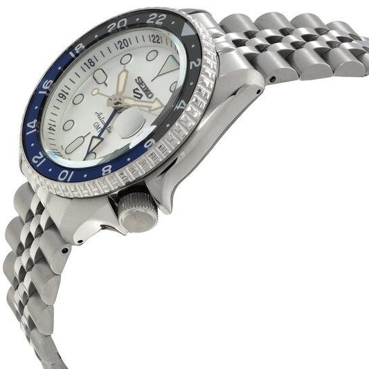 Seiko 5 Sports GMT Automatic Silver Dial Batman Bezel Men's Watch