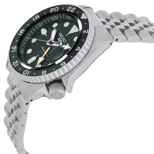 Seiko 5 Sports SKX GMT Automatic Green Dial Sprite Bezel Men's Watch