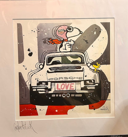 Patrick Cornée Signed Porsche & Snoopy Pop Art Print Collection (Set of 4) – Framed – French Artist