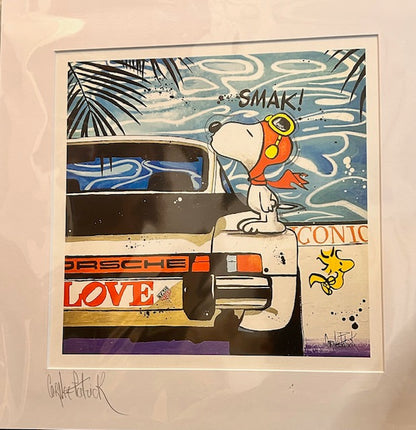 Patrick Cornée Signed Porsche & Snoopy Pop Art Print Collection (Set of 4) – Framed – French Artist