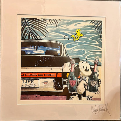 Patrick Cornée Signed Porsche & Snoopy Pop Art Print Collection (Set of 4) – Framed – French Artist