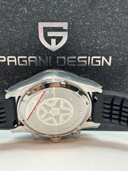 Pagani Design, Mans 42mm, PD1664, VK63 meca-quartz, sapphire, 100m water resistance, Mens Daytona Style