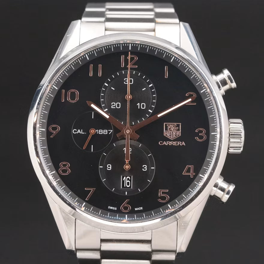 TAG Heuer Carrera Chronograph 43mm St. Steel Automatic Date Watch CAR2014-2 w Box/Papers 2016