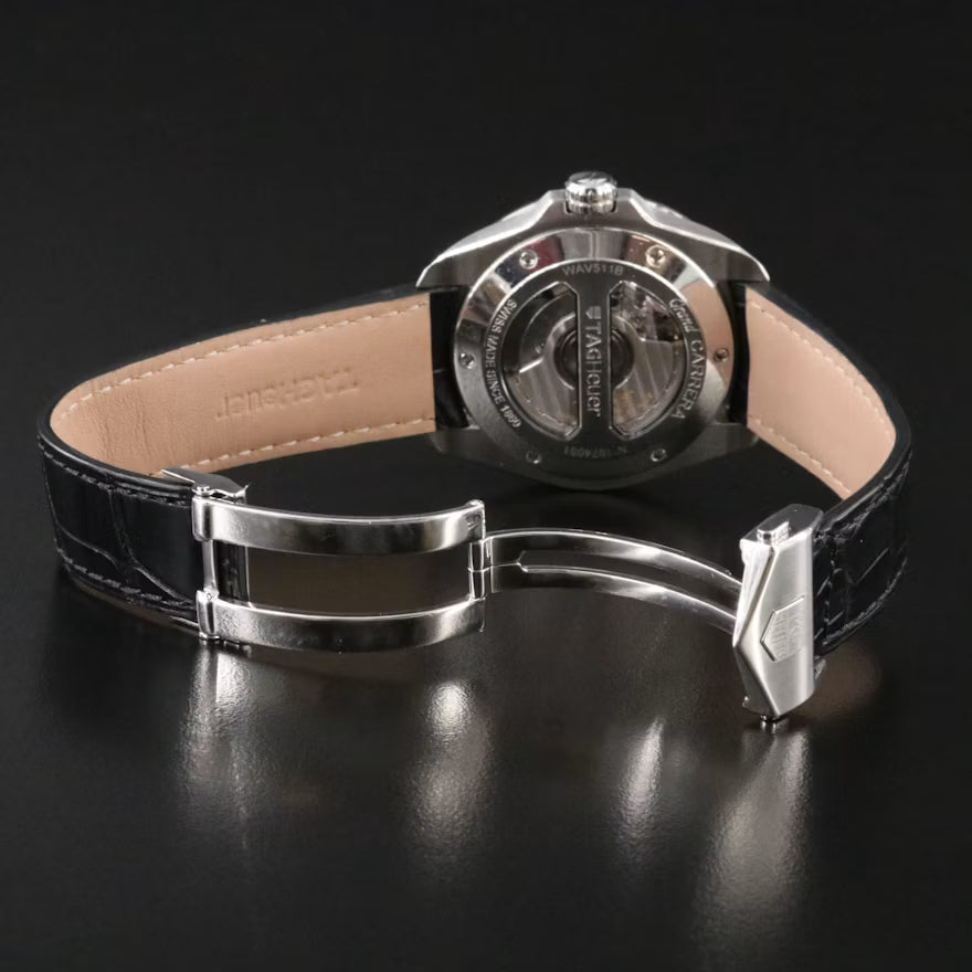 TAG Heuer Grand Carrera Calibre 6 40mm White Steel Automatic Watch #WAV511B