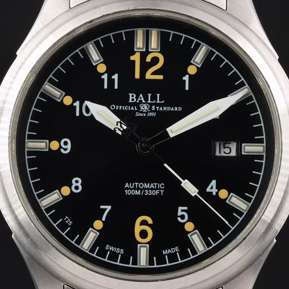 Ball Fireman Date Black Steel 40mm Automatic Watch NM1088C w/ Box