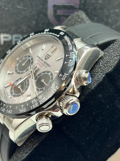 Pagani Design, Mans 42mm, PD1664, VK63 meca-quartz, sapphire, 100m water resistance, Mens Daytona Style