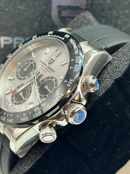 Pagani Design, Mans 42mm, PD1664, VK63 meca-quartz, sapphire, 100m water resistance, Mens Daytona Style