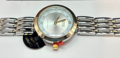 American Exchange - Ladies 29.5mm 2 Tone, Quartz, Fashion Watch, Genuine Diamond 1/10ctw