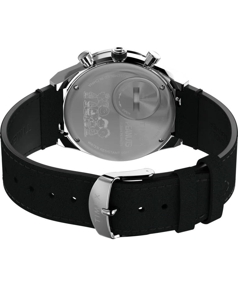 Peanuts® x Q Timex® Snoopy 40mm Leather Strap Watch