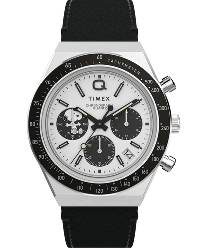 Peanuts® x Q Timex® Snoopy 40mm Leather Strap Watch