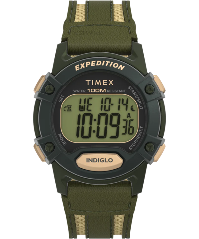 Timex Expedition CAT5 40mm Leather and Fabric Strap Watch 41 mm Green/Green