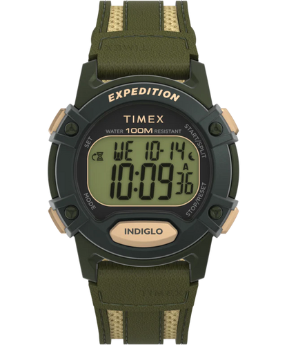 Timex Expedition CAT5 40mm Leather and Fabric Strap Watch 41 mm Green/Green