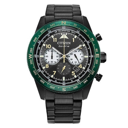 Citizen Eco-Drive Weekender Sport Chronograph Black Dial Men's Watch 42mm CA4555-81E