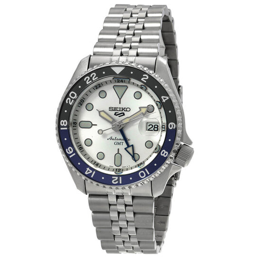 Seiko 5 Sports GMT Automatic Silver Dial Batman Bezel Men's Watch