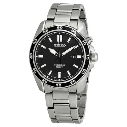 Seiko Kinetic Black Dial Stainless Steel Men's Watch