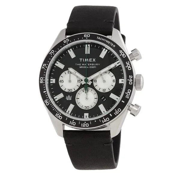 Timex WATERBURY Quartz Chrono 41mm SST Case/Black Dial TW2V42500VQ